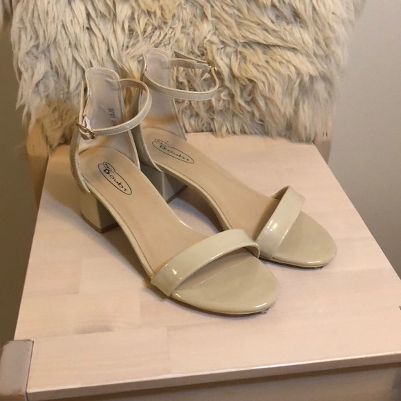 Nude Strappy Sandals with Block Heel - Picture 2 of 5